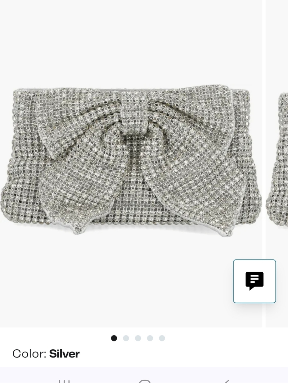 Silver Rhinestone Crystal Bow Crossbody Clutch Bag Nwt